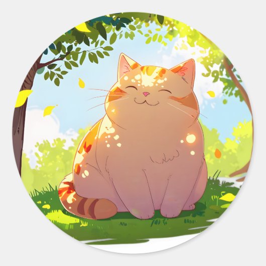 Sonnige dicke Katze Aufkleber (Vorderseite)