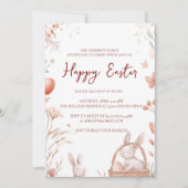 Sonnige Eier und blumenrot frohe Ostern Einladung (Vorderseite)