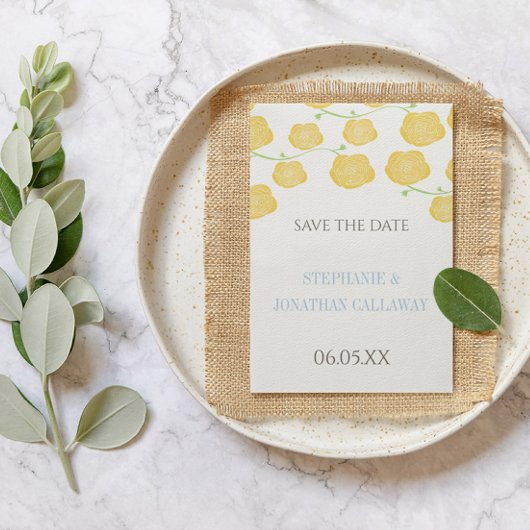 Sonnige Elegance Gelbe Rose Moderne Hochzeit Einladung