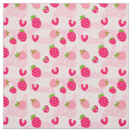 Sonnige Erdbeeren und Wirbel in Rosa, Stoff