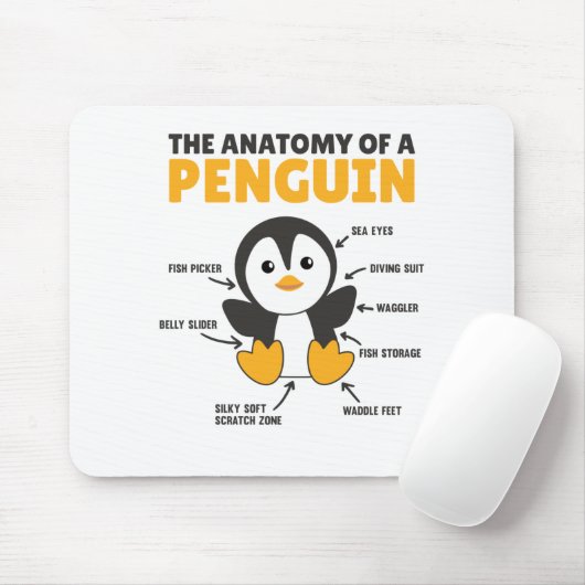 Sonnige Erklärung eines Pinguins die Anatomie Mousepad (Mit Mouse)