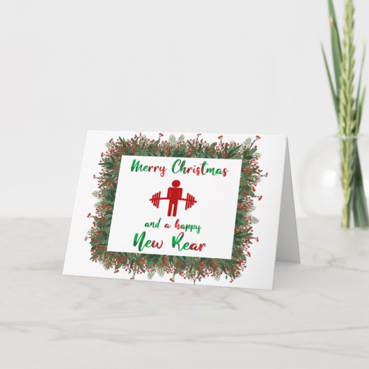 Sonnige Fitness Weihnachtskarte Feiertagskarte (Vorderseite)