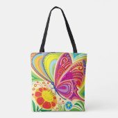 Sonnige flatternde Flora Tasche (Rückseite)
