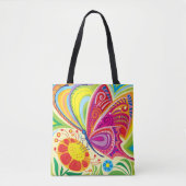 Sonnige flatternde Flora Tasche (Vorderseite)
