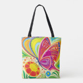 Sonnige flatternde Flora Tasche (Rückseite)
