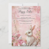 Sonnige Flora und Eier rosa glückliche Ostern Einladung (Vorderseite)