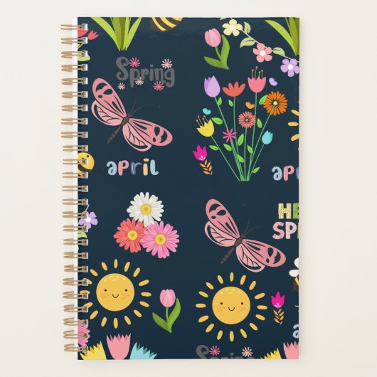 Sonnige Frühlingsblüten Florales Design mit summen Planer (Vorderseite)