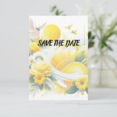 Sonnige Fusion: Gelbe und Limon lebendige Designs Save The Date (Stehend Vorderseite)