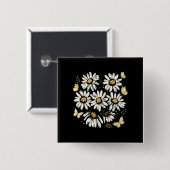 Sonnige Gänseblümchen-Blüte Retro-Gelbe Blume Button (Vorne & Hinten)