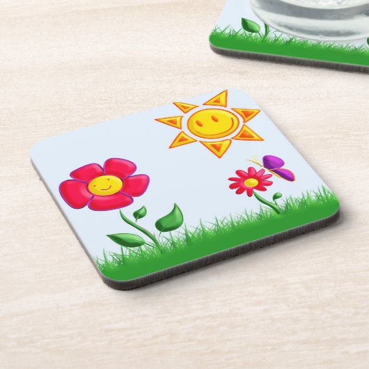 Sonnige Gartenansicht Getränkeuntersetzer (Linke Seite)