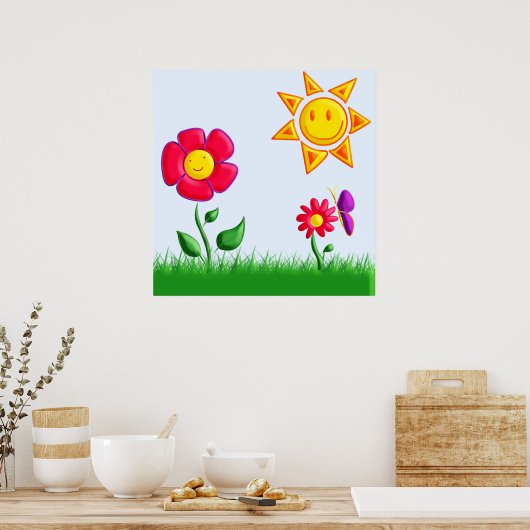 Sonnige Gartenansicht Poster (Küche)