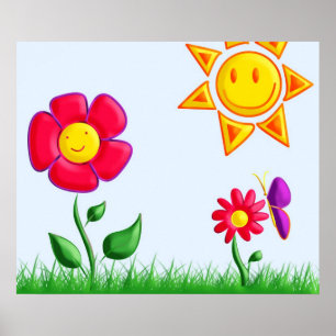 Sonnige Gartenansicht Poster