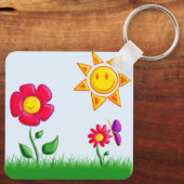 Sonnige Gartenansicht Schlüsselanhänger (Rückseite)