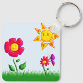 Sonnige Gartenansicht Schlüsselanhänger (Rückseite)