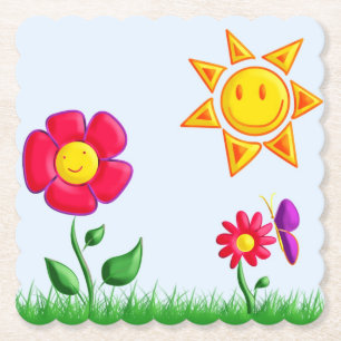 Sonnige Gartenansicht Untersetzer