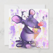 Sonnige Geburtstagskarte mit Maus essen Eiscreme (Rückseite)