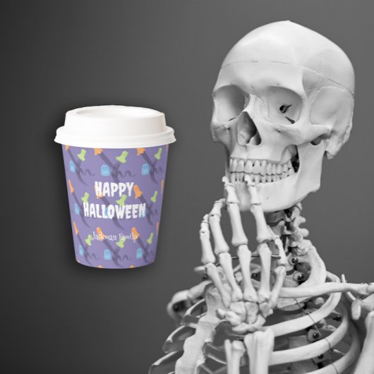 Sonnige Geister auf der Insel. Halloween Pappbecher