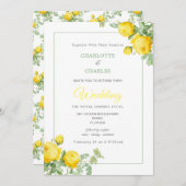 Sonnige Gelbe Rosen Elegante Hochzeit der Blumen Einladung (Vorne/Hinten)