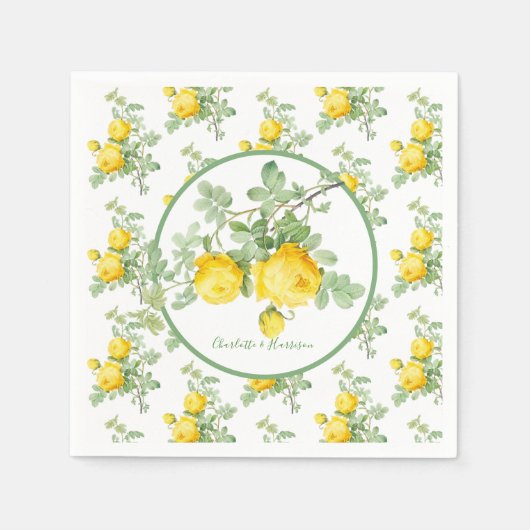 Sonnige Gelbe Rosen Elegante Hochzeit der Blumen Serviette (Vorderseite)