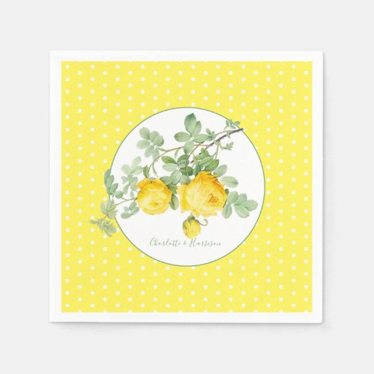 Sonnige Gelbe Rosen Elegante Hochzeit der Blumen Serviette (Vorderseite)