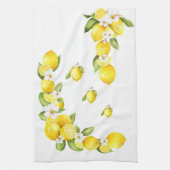 Sonnige gelbe Zitronen mit weißen Blüten Geschirrtuch (Vertikal)