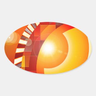 Sonnige geometrische Abstraktion Ovaler Aufkleber