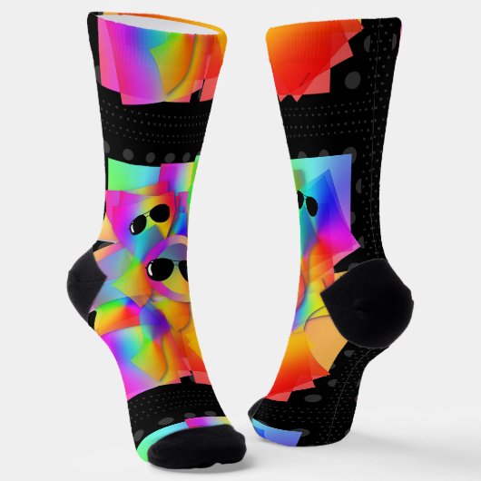 Sonnige Gesichter in schwarzer Brille Socken (Gewinkelt)