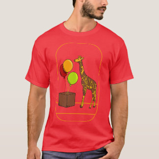 Sonnige Giraffe mit aufgehenden Ballons aus einer T-Shirt