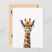 Sonnige Giraffe mit Brille Postkarte (Vorne/Hinten)