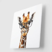 Sonnige Giraffe mit Brille Quadratische Wanduhr (Winkel)