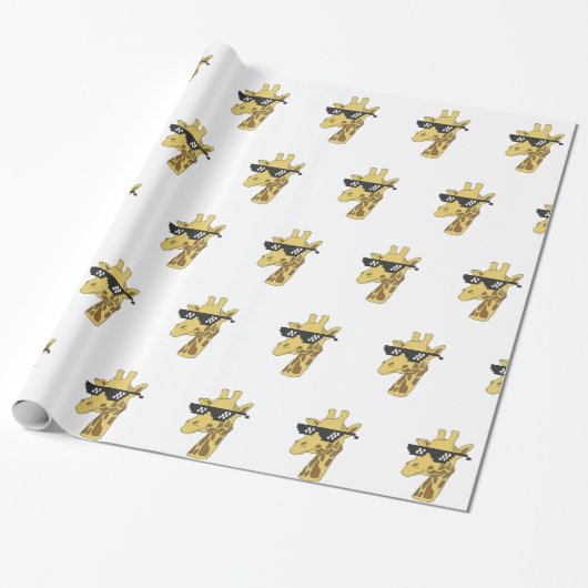 Sonnige Giraffe mit Sonnenbrille-Illustration Geschenkpapier (Ungerollt)