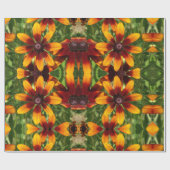 Sonnige goldene Blume glänzendes Wrapping Paper Geschenkpapier (Flach)