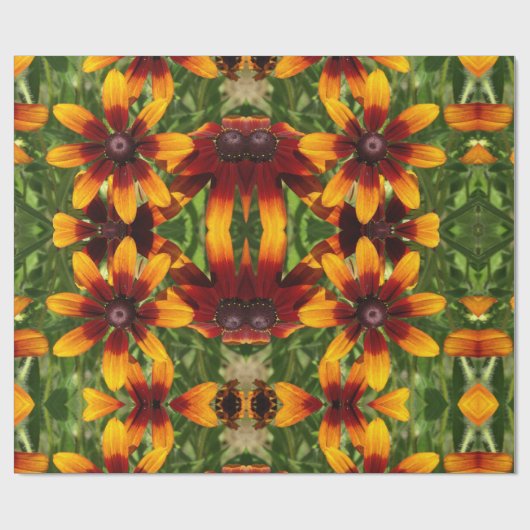 Sonnige goldene Blume glänzendes Wrapping Paper Geschenkpapier (Flach)