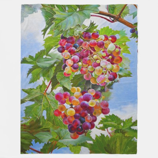 Sonnige Grapevine - Farbenfrohe Trauben Fleecedecke (Vorderseite)