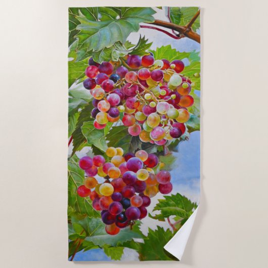 Sonnige Grapevine - Farbenfrohe Trauben Strandtuch (Vorderseite)