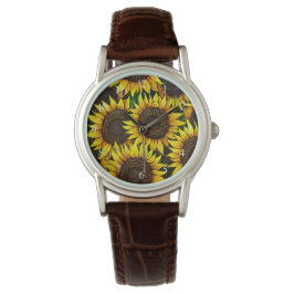 Sonnige große Sonnenblumenmuster Armbanduhr