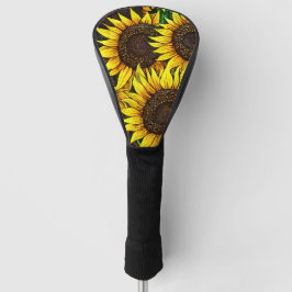 Sonnige große Sonnenblumenmuster Golf Headcover