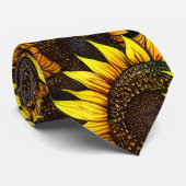 Sonnige große Sonnenblumenmuster Krawatte (Gerollt)