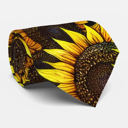 Sonnige große Sonnenblumenmuster Krawatte (Gerollt)