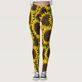 Sonnige große Sonnenblumenmuster Leggings (Vorderseite)