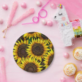 Sonnige große Sonnenblumenmuster Pappteller (Party)