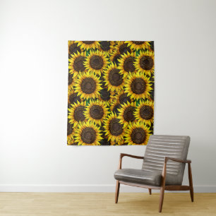 Sonnige große Sonnenblumenmuster Wandteppich