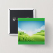 Sonnige grüne Feldlandschaft Button (Vorne & Hinten)