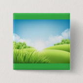 Sonnige grüne Feldlandschaft Button (Vorderseite)