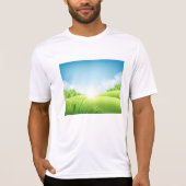 Sonnige grüne Feldlandschaft T-Shirt (Vorderseite)