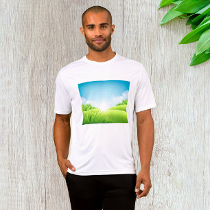 Sonnige grüne Feldlandschaft T-Shirt