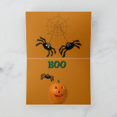 Sonnige Halloween-Karte mit Basset in Kürbishut Karte (Innenseite)