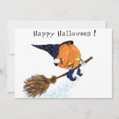 Sonnige Halloween-Karte mit Hexenkürbis (Vorderseite)