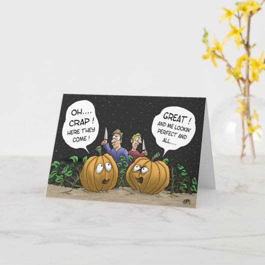 Sonnige Halloween-Karten: Pumpkin-Perspektive Karte (Gelbe Blume)