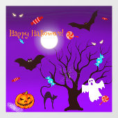 Sonnige Halloween-Kreaturen und Bonbons Fensteraufkleber (Blatt)